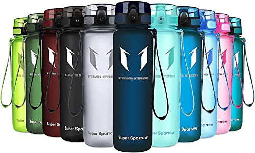 Super Sparrow Trinkflasche - Tritan Wasserflasche - 350ml - BPA-frei - Ideale Sportflasche - Schnelle Wasserdurchfluss, Flip Top, öffnet Sich mit 1-Click