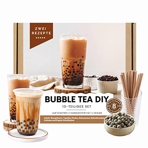 ONHA Bubble Tea Set I 13-teiliges DIY mit 2 Rezepten für 8 Portionen I verpackt in Deutschland I ideal für Koch-Liebhaber und als Geschenk I hochwertige Zutaten und einfache Zubereitung