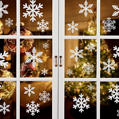 Naler 96 Schneeflocken Fensterbild Abnehmbare Fensterdeko Statisch Haftende PVC Aufkleber Winter Dekoration