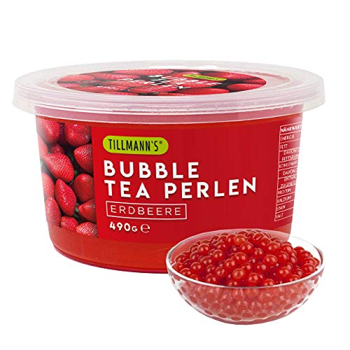 Bubble Tea Perlen Erdbeere | 490g Popping Boba Fruchtperlen für Bubble Tea | 100% gelatine- & glutenfrei | mit echtem Fruchtsaft