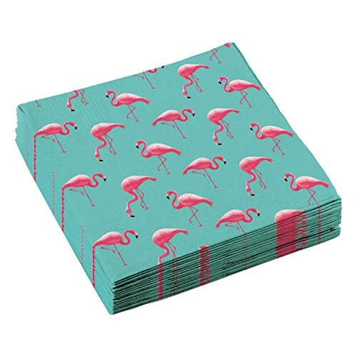 Amscan 9903328 - Servietten Flamingo Paradise, 20 Stück, 33 x 33 cm, Partygeschirr, Tischdekoration