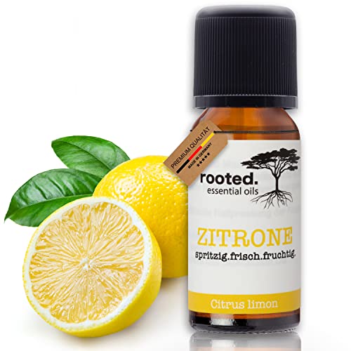 rooted.® BIO Zitronenöl | 100% naturreines ätherisches Öl | Citrus limon | Echte Zitronen für Aromatherapie, Duftlampe, Diffusoren, Raumduft, Duftkerzen und -Seifen (10ml)