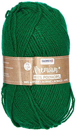 Glorex 5 1001 08 - Premium Wolle aus 100 % Acryl, leicht zu verarbeiten, vielseitig einsetzbar, wärmend, weich, nicht kratzend, 50 g, ca. 140 m, grün