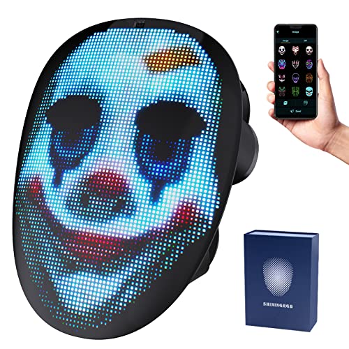 Dufuso Halloween Maske HD Led Maske,Video hochladen/DIY Muster, Karneval Maske für Party/Kostüm/Cosplay Halloween Led leuchtende Maske