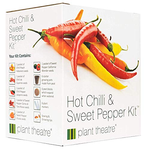 Plant Theatre Hot Chili & Sweet Pepper Kit – 6 verschiedene Sorten zum Anbau für Innengarten, Balkon, Gewächshaus, Gemüsebeet – nachhaltige Geschenke