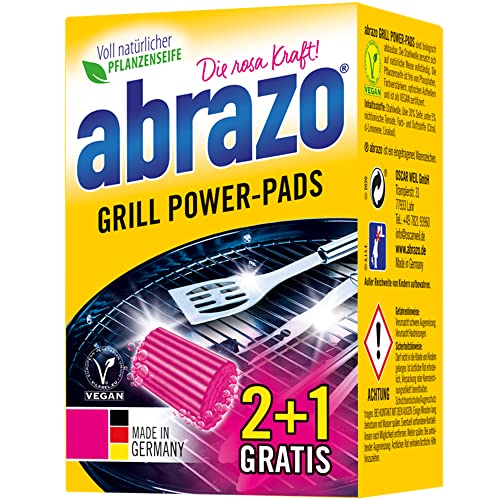 abrazo Grill Power-Pads | 3 Grillreiniger, Fettlöser mit antibakterieller Seife, Backofen und Grill Reiniger, Reinigung von Rost und Zubehör