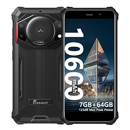 FOSSiBOT F101 (2023) Android 12 Outdoor Handy Ohne Vertrag Günstige, 123dB Lautsprecher 7GB/64GB/512GB Erweiterbar 5,45 Zoll HD+ Display 10600mAh 24MP+5MP+0.3MP Dual SIM 4G Outdoor Smartphone Rot