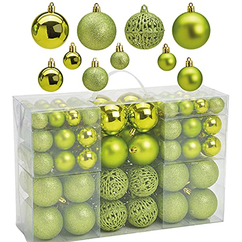 WOMA Christbaumkugeln Set in 14 weihnachtlichen Farben - 50 & 100 Weihnachtskugeln Grün aus Kunststoff - Gold, Silber, Rot & Bronze / Kupfer UVM. - Weihnachtsbaum Deko & Christbaumschmuck