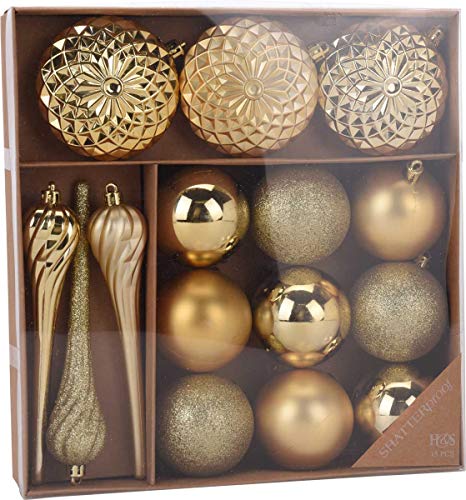 made2trade 15 teiliges Weihnachtsbaumschmuck Set - Gold