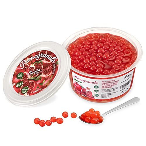 INSPIRE FOOD Bubble Tea Perlen Granatapfel - 450 G - Popping Boba Fruchtperlen | Mit echtem Fruchtsaft für Shakes, Smoothies | 100% vegan und glutenfrei, ohne künstliche Farbstoff