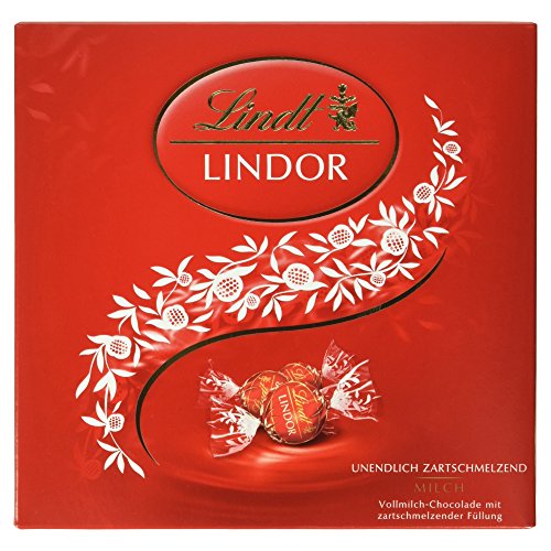 Lindt Schokolade LINDOR Präsent Box Milch | 187 g | Ca. 15 Kugeln Vollmilchschokolade mit zartschmelzender Füllung in Präsent Edition | Pralinengeschenk | Schokoladengeschenk