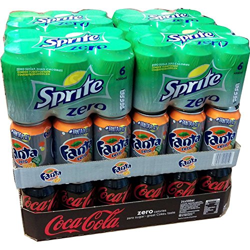 Coca Cola Zero, Fanta Orange Zero & Sprite Zero je 24 x 0,33l Dose XXL-Paket (72 Dosen gesamt)