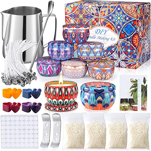 MULEVIP Kerzen Selber Machen Set,DIY Kerzenherstellung Set,DIY Kerzenherstellung Zubehör,Duftkerze Geschenke Set Einschließlich Bienenwachs,Kerzendosen,Kerzendochte,Geschenke für Frauen