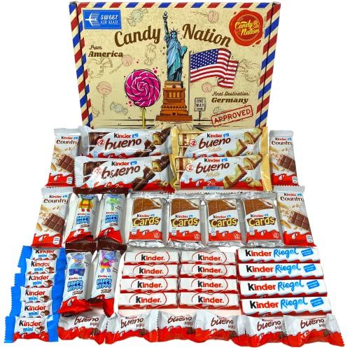 Ferrero Kinder Schokolade Box - Süßigkeiten Mix - Party-Mix - Süßigkeiten Großpackungen von Kinderschokolade (1x718g) Mit Liebe gepackt in Wernigerode