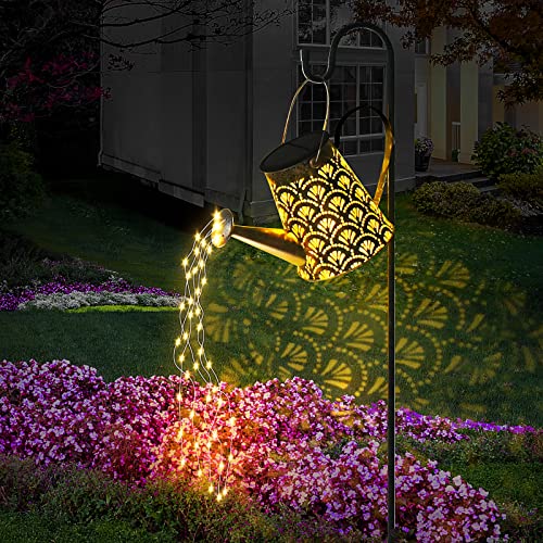 Solar Gießkanne DeepDream LED Solarlampen Wasserdicht Gartendeko Gießkannenlicht Lichter mit Schäferhaken, Vintage Lichterkette Aussen für Garten Hofweg Balkon Terrasse