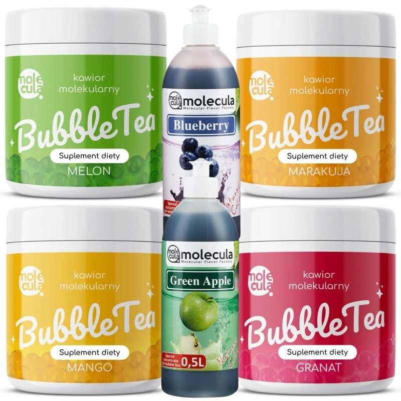 Bubble Tea Perlen Popping Boba | Bubble Tea Set - Melone, Granatapfel, Passionsfrucht, Mangokugeln, Beerensirup, Apfel, Tassen und Strohhalme